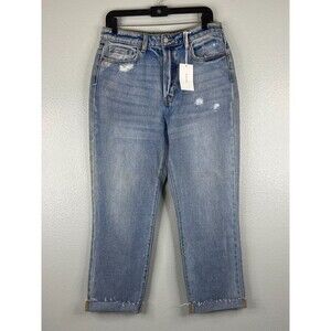 Cello Women Size 11 Denim Jeans High Rise Straight Leg Distressed NWT